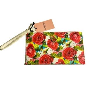 Juicy Couture A Little Piece of‎ Heart White Multi Rose Clutch Wallet Wristlet